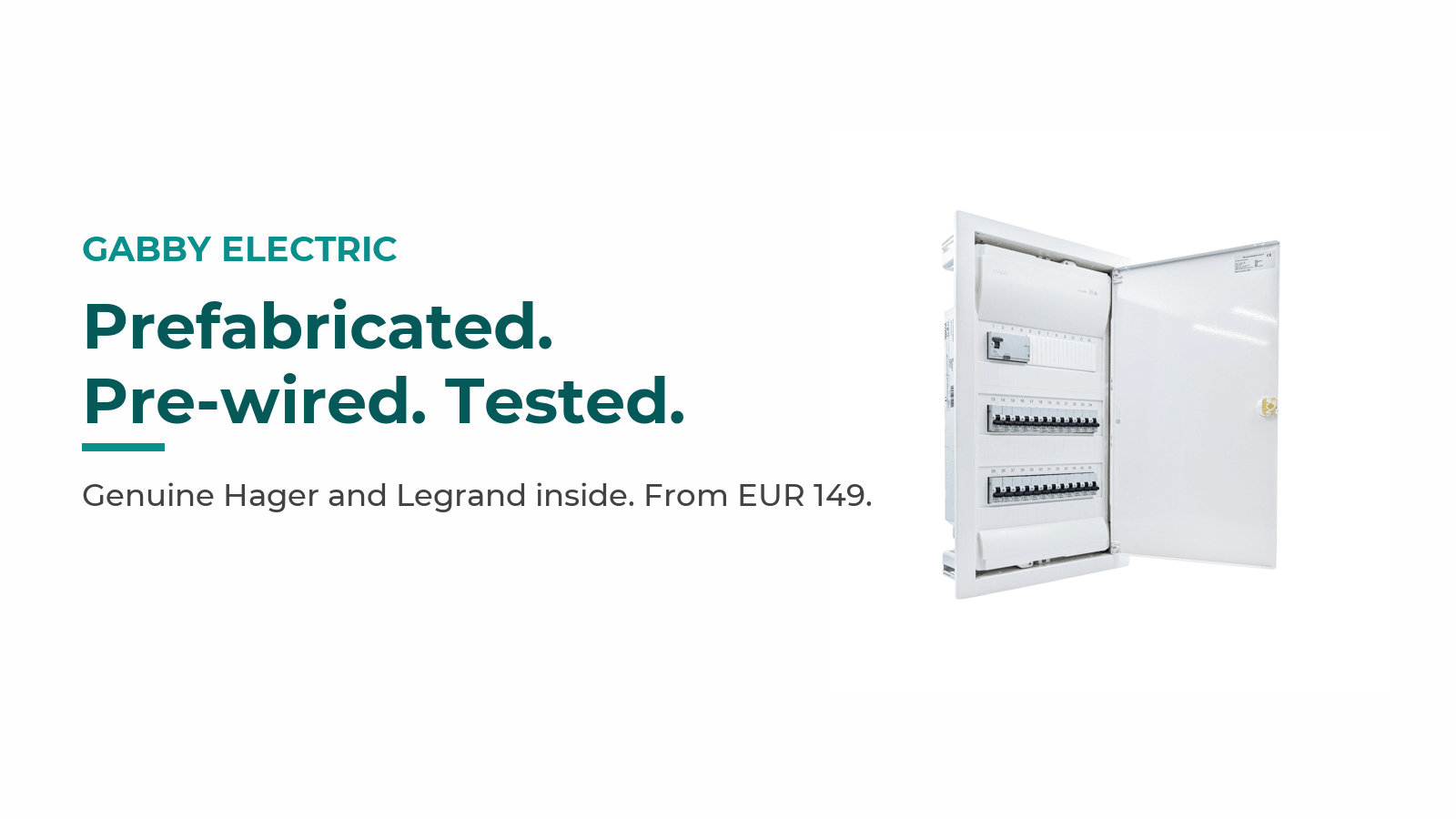 Gabby Electric pre-wired distribution boards: prefabricated, pre-wired and tested
