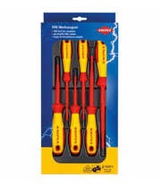 00 20 12 V02 Knipex VDE Screwdriver Set Slotted / Phillips® 6 Parts - 982401Sl, 982402Sl, 982030, 982040Sl, 982055Sl, 982065Sl - Gabby Electric