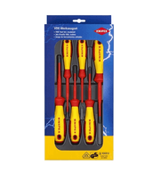 00 20 12 V04 Knipex VDE Screwdriver Set Slotted / Phillips® / Pozidriv® 6 Parts - 982401Sl, 982402Sl, 982501Sl, 982502Sl, 982040Sl - Gabby Electric