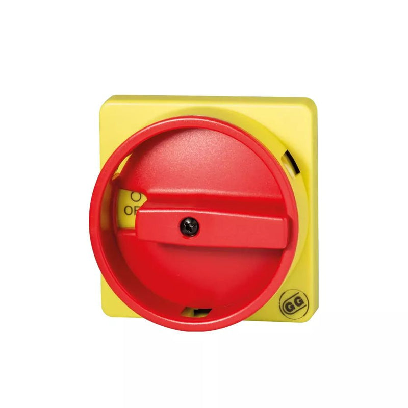 010/0007 Giovenzana Actuator 67x67 yellow - red rear panel lockable - Gabby Electric