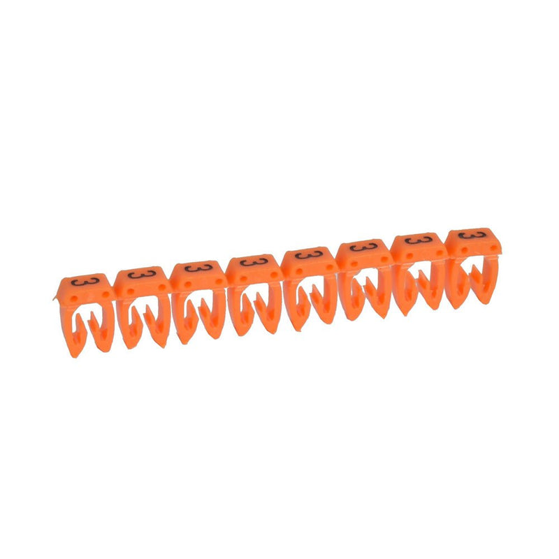 038233 Legrand Marker "3" for Wiring 4 - 6mm², Orange - set of 20 - Gabby Electric