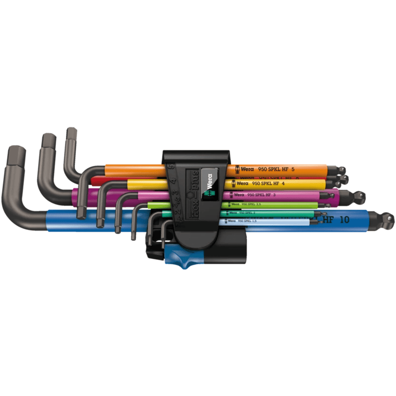 05022210001 Wera 950/9 Hex - Plus Multicolour HF 1 L - key Set, Metric, BlackLaser, with Holding Function, Set of 9pcs