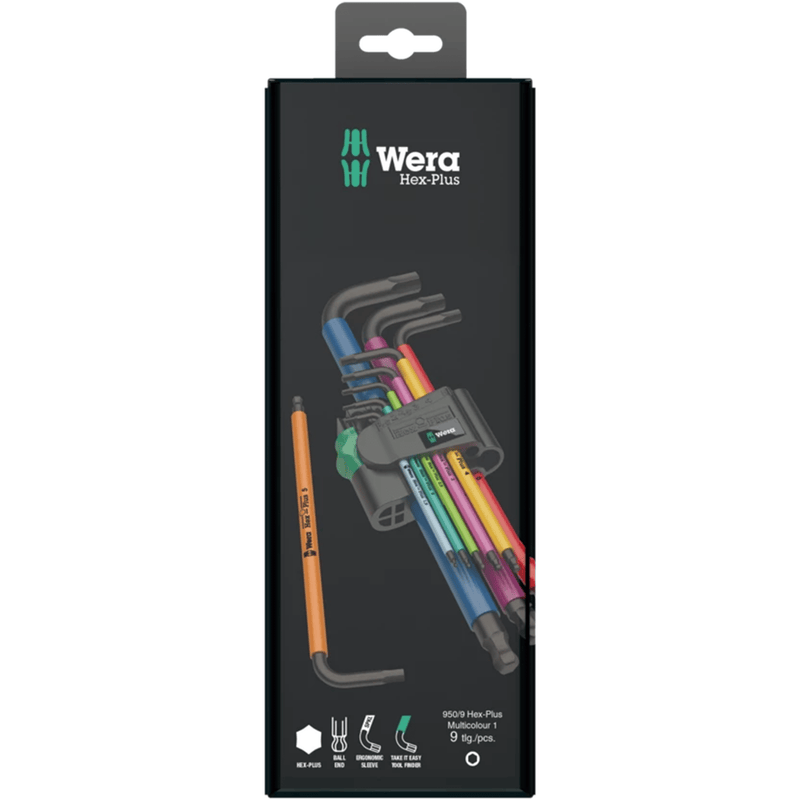 05073593001 Wera 950/9 Hex - Plus Multicolour 1 SB L - Key Set, Metric, BlackLaser, Set of 9pcs.