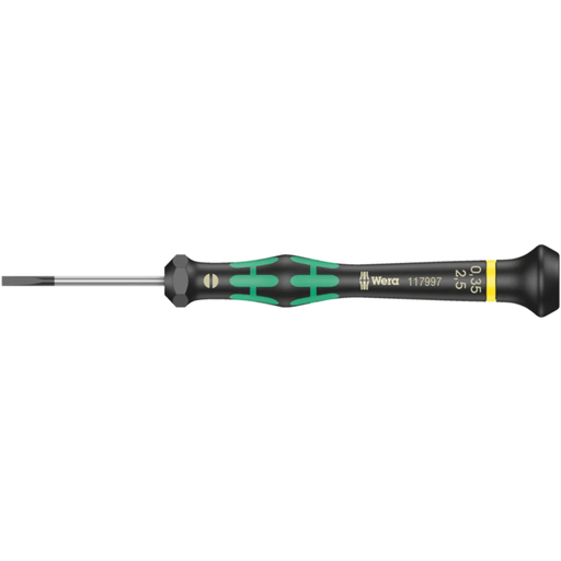 05118008001 Wera 2035 Screwdriver for Slotted Screws for Electronic Applications, 2.5x0.4mm, Blade length, 80mm - Gabby Electric