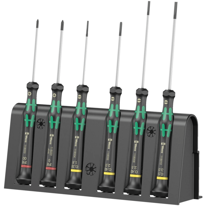 05118150001 Wera 2035/6 A Screwdriver Set and Rack for Electronic Applications, Set of 6pcs.