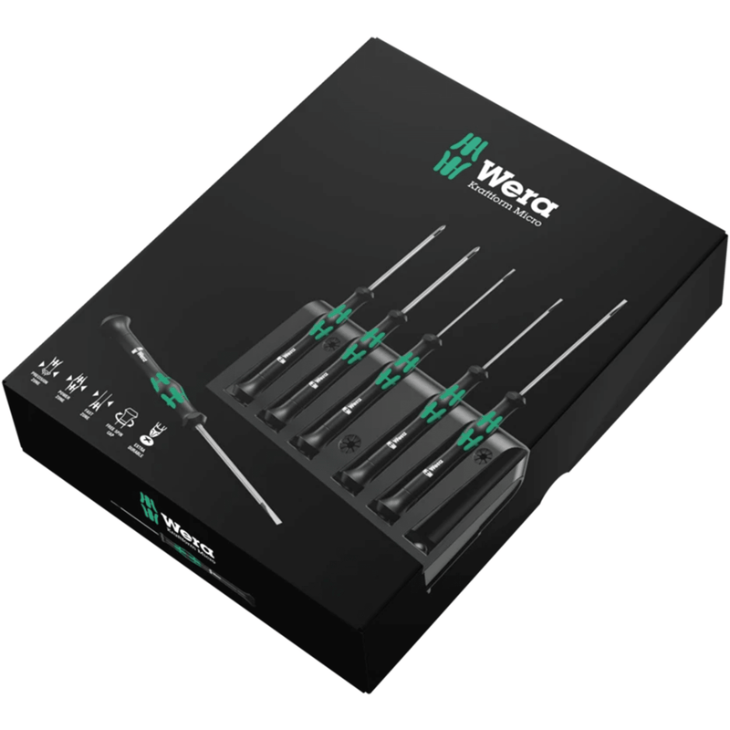 05118150001 Wera 2035/6 A Screwdriver Set and Rack for Electronic Applications, Set of 6pcs.
