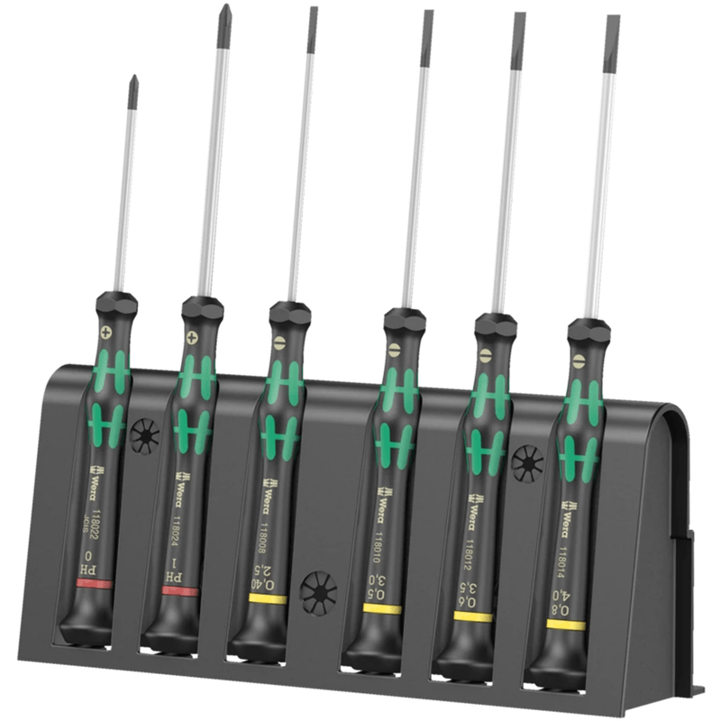05118152001 Wera 2035/6 B Screwdriver Set and Rack for Electronic Applications, Set of 6pcs.