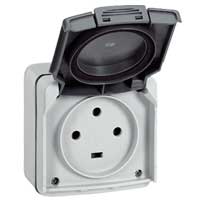 069571 Legrand PLEXO Socket Outlet 1 gang with earth lateral contact 16A IP55 - Gabby Electric