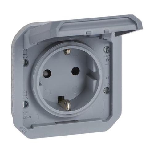 069571L Legrand Plexo Socket Outlet 1 Gang With Screw Terminals 16A IP55, grey - Gabby Electric