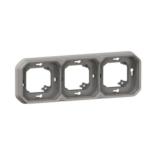 069687L Legrand Plexo Flush Mounting Waterproof Support Frame 3 Gang IP55, grey - Gabby Electric