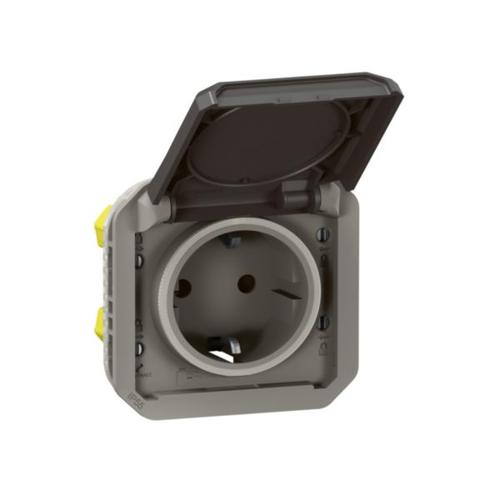 069871L Legrand Plexo Socket Outlet 1 Gang With Earth Lateral Contact 16A IP55, anthracite - Gabby Electric