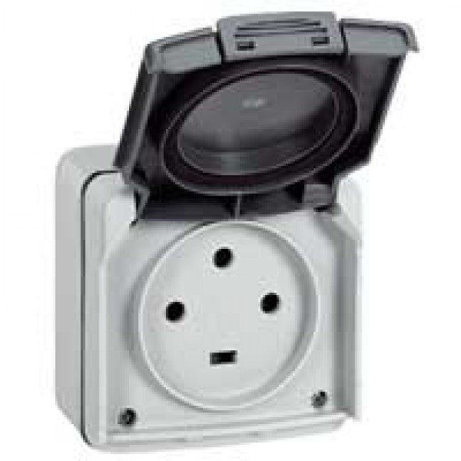 091656 Plexo Socket outlet IP55 20 A 3P+E 230V surface mounting, grey - Gabby Electric