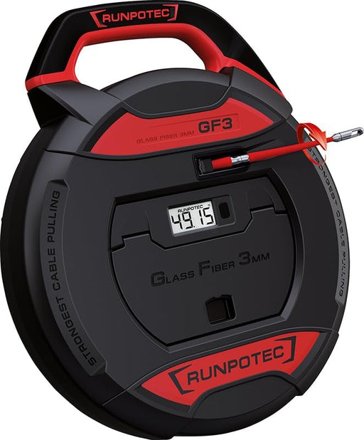 10193 Runpotec GF3 Cable Pulling Tool With Digital Meter Counter, Fiberglass Rod Ø3mm length 30m - Gabby Electric