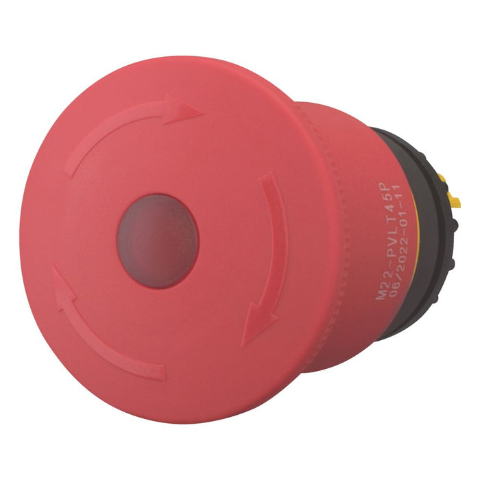 121460 M22 - PVLT45P Emergency stop/emergency switching off pushbutton Ø45mm, Turn - to - release function, illuminated - Gabby Electric