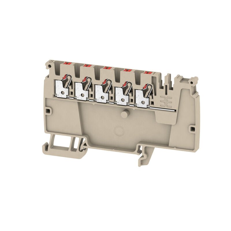 1988290000 Weidmuller AAP12 2.5 LI RD Modular Distribution Terminals, PUSH IN, 2.5mm² 800V 24A, Dark Beige