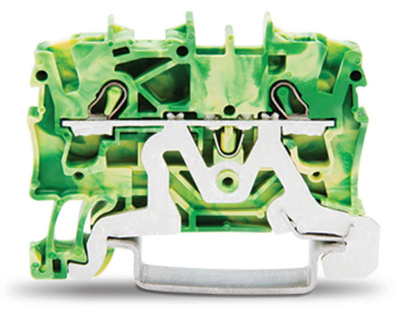 2002 - 1207 Wago 2 - Conductor Ground Terminal Block, Push - in CAGE CLAMP®, 2.5mm², Green - Yellow