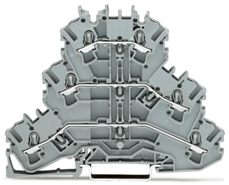 2002 - 3201 Wago Triple - Deck Terminal Block, Push - in CAGE CLAMP®, 2.5mm², Gray