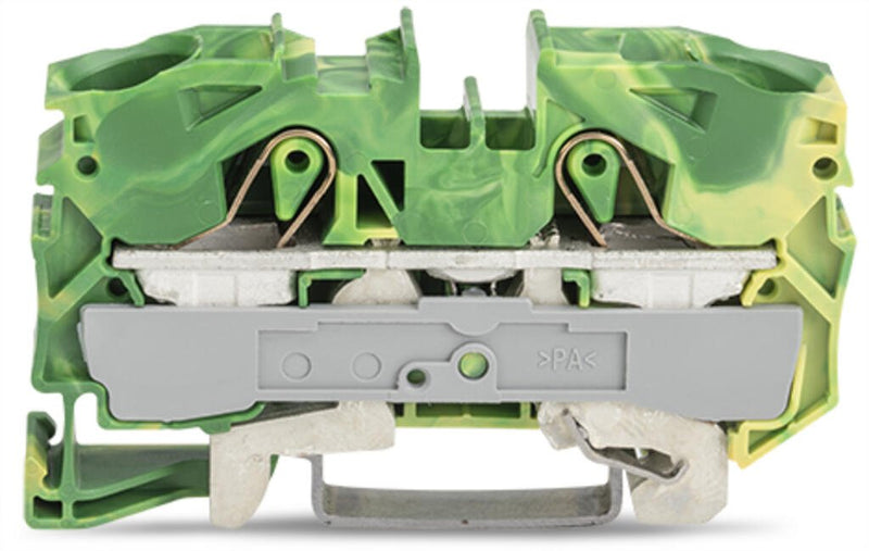 2016 - 1207 Wago 2 - Conductor Ground Terminal Block, Push - in CAGE CLAMP®, 16mm², Green - Yellow - set of 20
