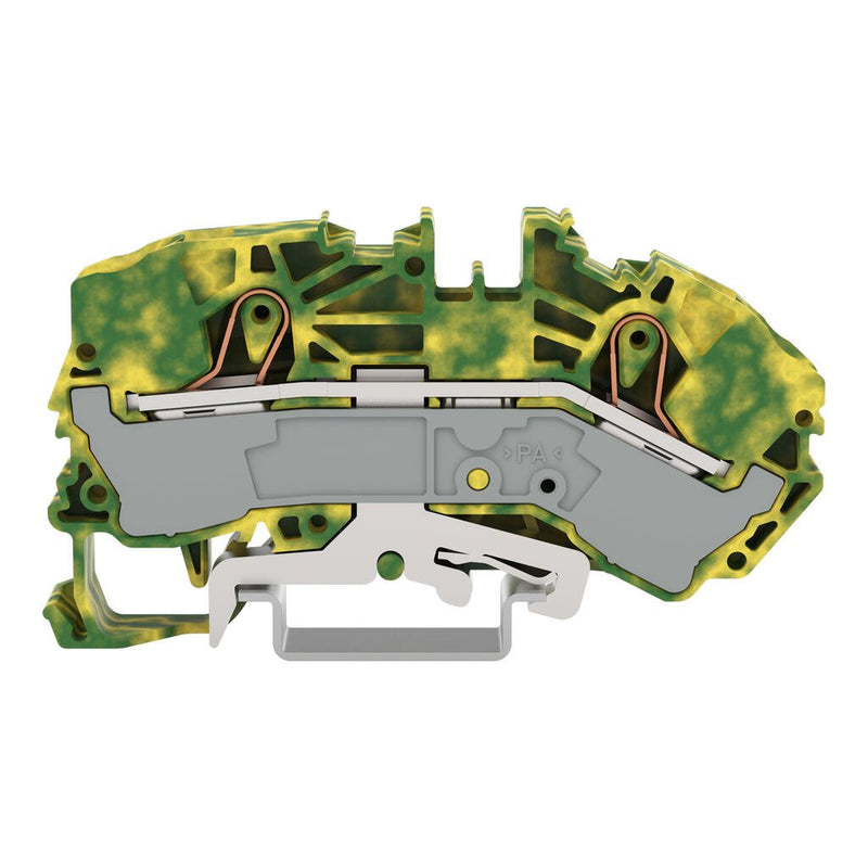 2016-7607 Wago Push In 2-Conductor Ground Terminal Block 16mm², green-yellow