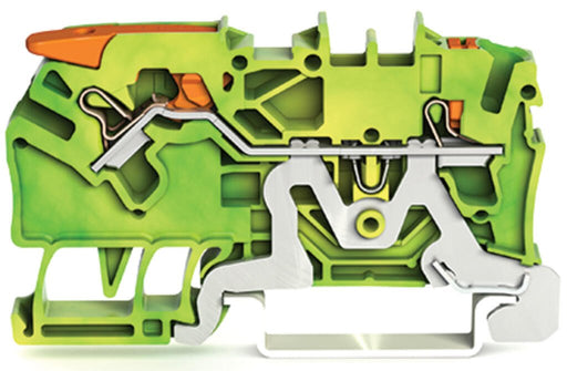 2102 - 5207 Wago 2 - Conductor Through Terminal Block, Push - in CAGE CLAMP®, 2.5mm², Green - Yellow
