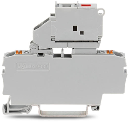 2202 - 1611/1000 - 541 Wago 2 - Conductor Fuse Terminal Block With Pivoting Fuse Holder With End Plate 2,50mm², grey - Gabby Electric