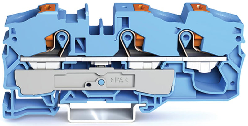 2216-1304 Wago Push In 3-Conductor Through Terminal Block 16mm² With Test Port, blue