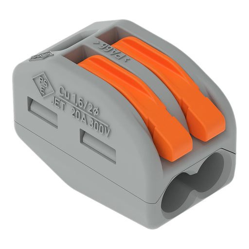 222 - 412 Wago Splicing connector with levers for all conductor types 4 mm² 2 - conductor, gray - set of 50 - Gabby Electric