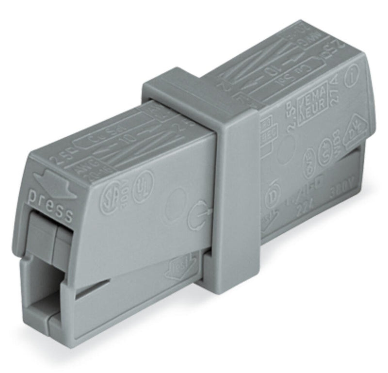 224 - 201 Wago Service connector push - button 224 Series 2.5 mm² , gray - set of 50 - Gabby Electric