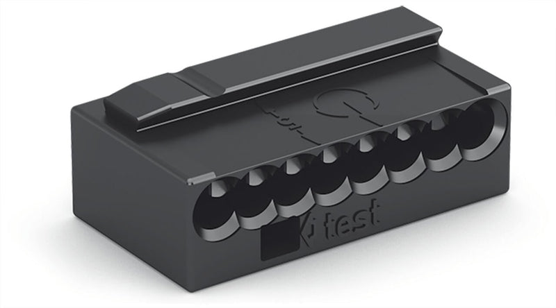 243 - 208 Wago PUSH WIRE Splicing connector for solid conductors 0.8 mm 8 - conductor, dark gray - set of 100 - Gabby Electric