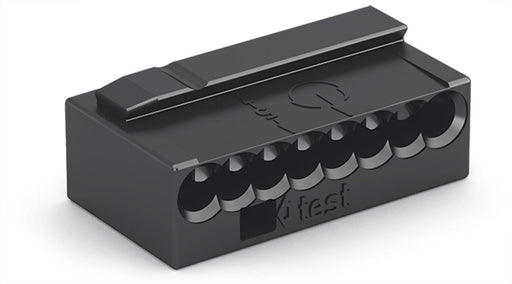 243 - 208 Wago PUSH WIRE Splicing connector for solid conductors 0.8 mm 8 - conductor, dark gray - set of 100 - Gabby Electric