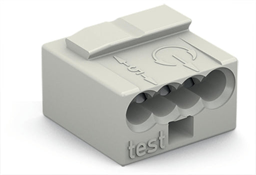 243 - 304 Wago MICRO PUSH WIRE Connector for junction boxes 0.8 mm 4 conductor, light gray - set of 100 - Gabby Electric
