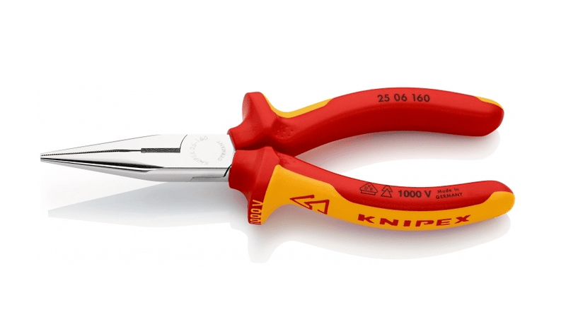 25 06 160 Knipex Snipe Nose Side Cutting Pliers (Radio Pliers) Length: 160mm - Gabby Electric