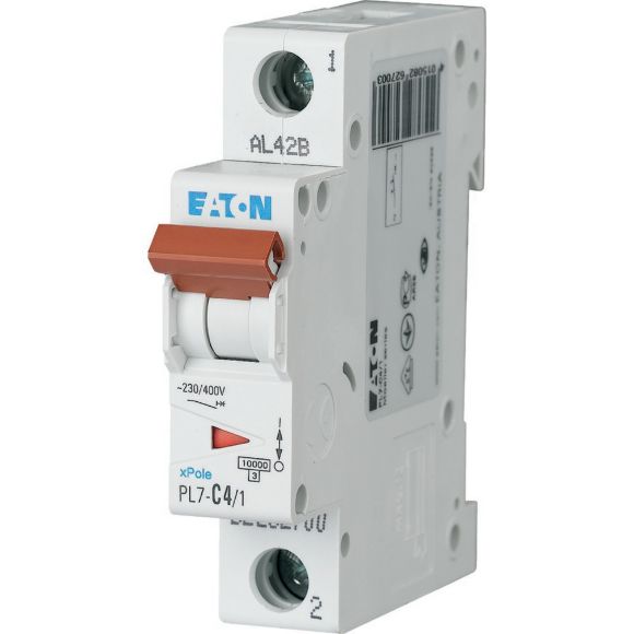 262700 PL7 - C4/1 Miniature circuit breaker 1P C4A 10kA - Gabby Electric