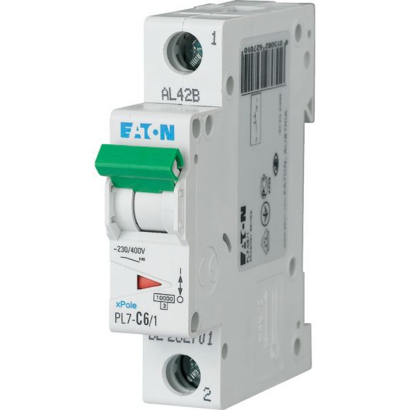 262701 PL7 - C6/1 Miniature circuit breaker 1P C6A 10kA - Gabby Electric