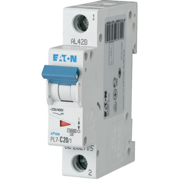 262705 PL7 - C20/1 Miniature circuit breaker 1P C20A 10kA - Gabby Electric