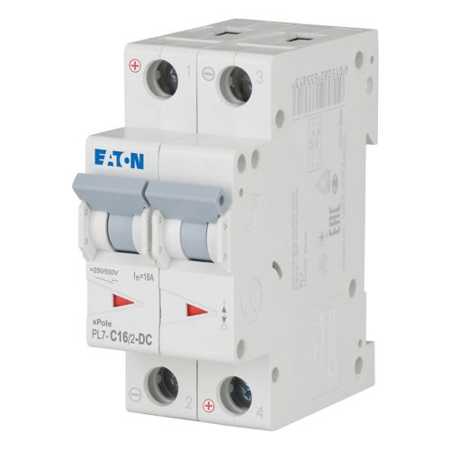 264902 Eaton PL7 - C16/2 - DC Miniature Circuit Breaker (MCB), 2P C16A 10kA - Gabby Electric