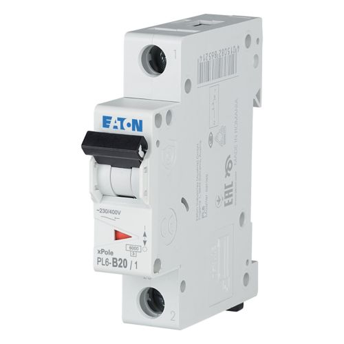 286522 PL6 - B20/1 Miniature Circuit Breaker 20A 1P B - Gabby Electric