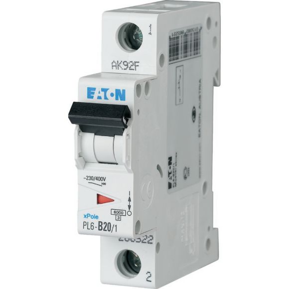 286534 PL6 - C20/1 Miniature circuit breaker 1P C20A 6kA - Gabby Electric