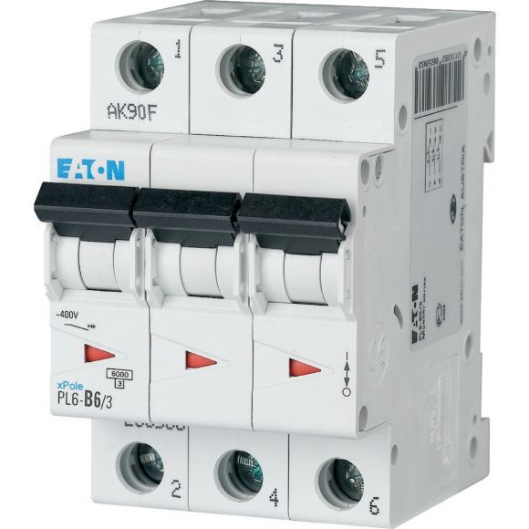 286598 PL6 - C6/3 Miniature circuit breaker 3P C6A 6kA