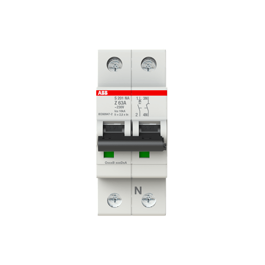 2CDS251103R0608 S201 - Z63NA Miniature Circuit Breaker - 1+NP - Z - 63 A - Gabby Electric