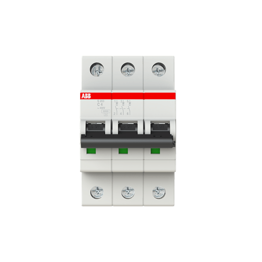 2CDS253001R0044 S203 - C4 Miniature Circuit Breaker - 3P - C - 4 A