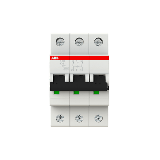 2CDS253001R0064 S203 - C6 Miniature Circuit Breaker - 3P - C - 6 A - Gabby Electric