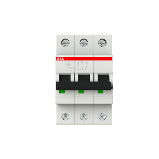 2CDS253001R0204 S203 - C20 Miniature Circuit Breaker - 3P - C - 20 A - Gabby Electric