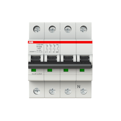 2CDS253103R0607 S203 - K63NA Miniature Circuit Breaker - 3+NP - K - 63 A - Gabby Electric