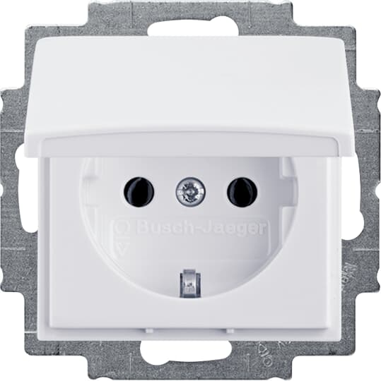 2CKA002018A0350 20 EUK - 94 - 507 Cover Plates (partly incl. Insert) Protective Contact (SCHUKO) with Hinged Lid alpine white - Basic55 - Gabby Electric