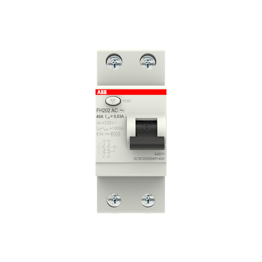 2CSF202004R1400 FH202 AC - 40/0.03 Residual Current Circuit Breaker 2P AC type 30 mA - Gabby Electric