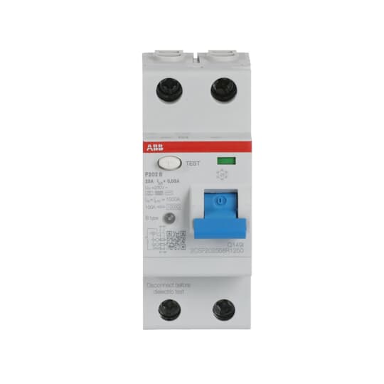 2CSF202568R1250 F202 B - 25/0.03 Residual Current Circuit Breaker 2P B type 30 mA - Gabby Electric