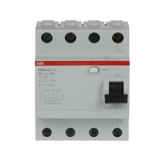 2CSF204003R3250 FH204 AC - 25/0.3 Residual Current Circuit Breaker 4P AC type 300 mA - Gabby Electric