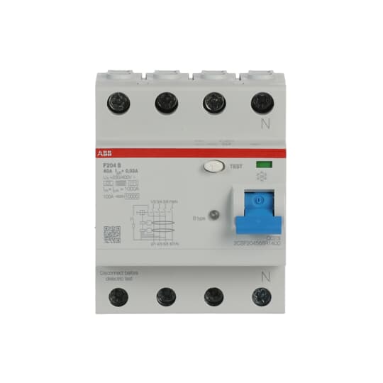 2CSF204568R1400 F204 B - 40/0.03 Residual Current Circuit Breaker 4P B type 30 mA - Gabby Electric