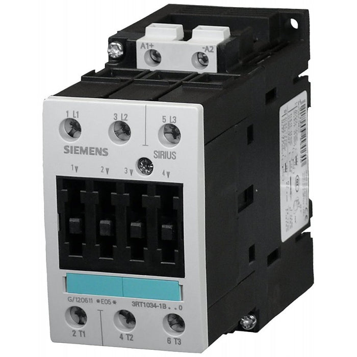 3RT1034-1BB40 Siemens Power contactor, AC-3 32 A, 15 kW / 400 V 24 V DC, 3-pole, Size S2, Screw terminal